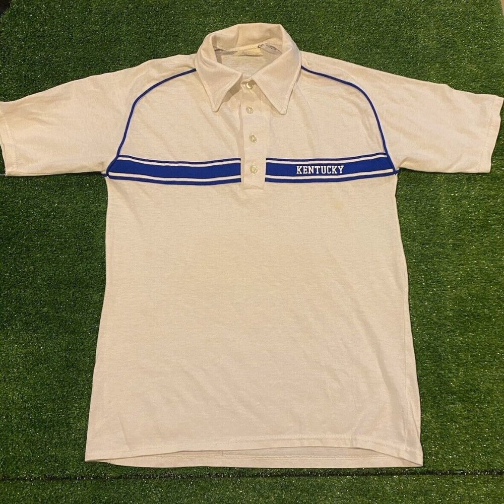 Vintage Kentucky Wildcats shirt mens small golf polo blue white basketball 80s O